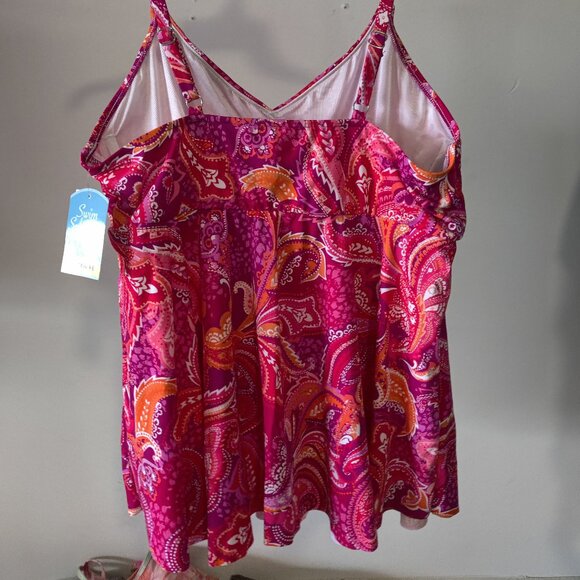 NWT Swim Solutions Women's Underwire V-Neck Tankini Top Size 18 $80 10HL148 - Picture 2 of 2